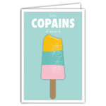Carte Postale Les Copains d'Abord - Enveloppe - Invitation Goûter ou Bon Anniversaire - Mini Posters Format 17x11 5cm - Bâtonnet Glace Polo Rétro Vintage - Fabriquée en France