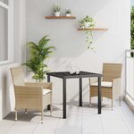 vidaXL Ensemble de salle à manger pour jardin 3 Pièces Beige Poly rotin