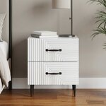 vidaXL Cabinet de chevet Blanc 43 x 34 5 x 47 5 cm Bois d'ingénierie