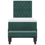 vidaXL Lit à Ressorts avec Matelas & Banc Vert Foncé 80x200 cm Velours