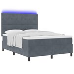 Lit à ressorts vidaXL avec matelas et LED Gris foncé 160x200 cm Velours