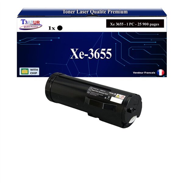 T3AZUR -Toner compatible avec Xerox WorkCentre 3655 (106R02740/106R02738/106R02736) - Noir