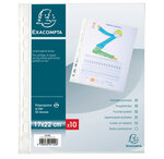 Sachet de 10 pochettes perforées polypropylène grainé format écolier 17x22cm EXACOMPTA