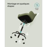 Fauteuil de bureau chaise pivotante confortable siège ergonomique réglable en hauteur charge 120 kg cadre en acier tissu imitation lin pour bureau vert 12_0005882