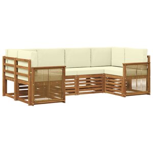 vidaXL Ensemble de canapé d'angle avec coussin 5 Pièces Naturel et Crème