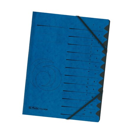 trieur easyorga A4 en carton 12 compartiments + élastique Bleu HERLITZ