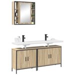 vidaXL Ensemble de mobilier de salle de bain avec étagère 3 Pièces Marron