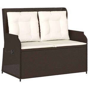 vidaXL Banc de jardin avec coussin Marron Poly rotin