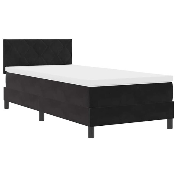 vidaXL Lit à ressort LED avec matelas Noir 90 x 190 cm Velours