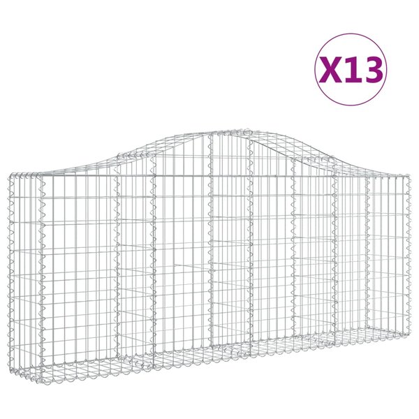 vidaXL Paniers à gabions arqués 13 Pièces 200x30x80/100 cm Fer galvanisé