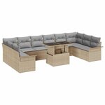 vidaXL Ensemble de canapé de jardin 11 Pièces Beige Poly Rattan