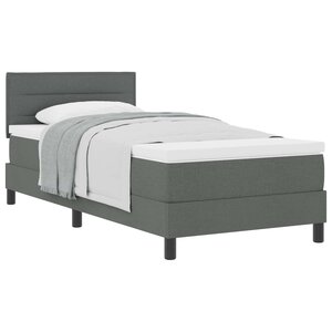 vidaXL Lit à ressorts avec tête de lit Gris foncé 90 x 200 cm tissu