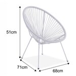 MANA Fauteuil design en forme d'oeuf - cordage en plastique blanc