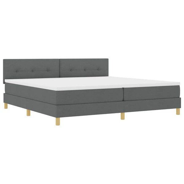 vidaXL Lit à ressorts avec matelas Gris foncé 200 x 200 cm tissu