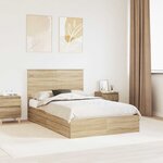 vidaXL Lit de Rangement Chêne Sonoma 135 x 190 cm Bois d'ingénierie