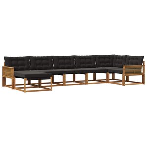 vidaXL Ensemble de canapés d'extérieur 7 pc Naturel et noir