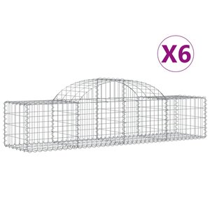 vidaXL Paniers à gabions arqués 6 Pièces 200x50x40/60 cm fer galvanisé