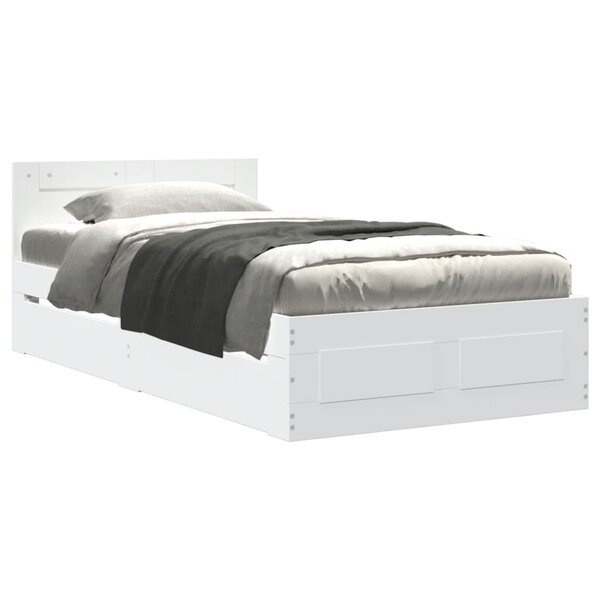 vidaXL Cadre de lit avec tête de lit sans matelas blanc 90x200 cm