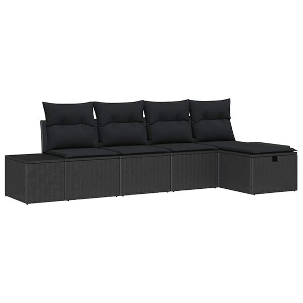 vidaXL Ensemble de canapé de jardin 5 Pièces Noir 55 x 62 x 69 cm