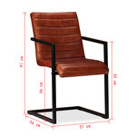 vidaXL Chaises à manger lot de 4 marron cuir véritable
