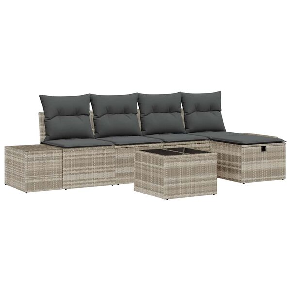 vidaXL Ensemble de canapé de jardin 6 Pièces Gris clair 55 x 62 x 69 cm