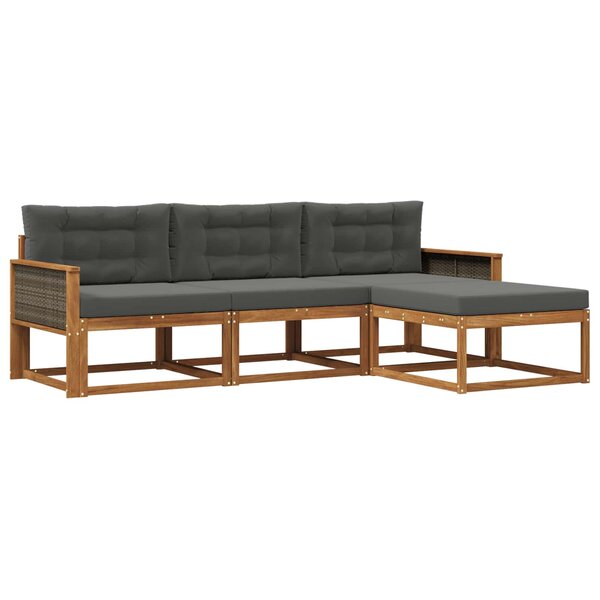 vidaXL Ensemble de canapés d'extérieur 4 Pièces Naturel et Anthracite