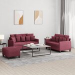 vidaXL Ensemble de canapés 3 Pièces avec coussins Rouge bordeaux Tissu