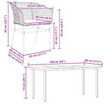 vidaXL Ensemble à manger jardin coussins 5Pièces marron poly rotin verre