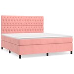 vidaXL Sommier à lattes de lit avec matelas Rose 180x200 cm Velours