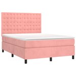 vidaXL Sommier à lattes de lit matelas et LED Rose 140x200 cm Velours