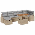 vidaXL Ensemble de canapé de jardin 8 Pièces Beige polyrotin
