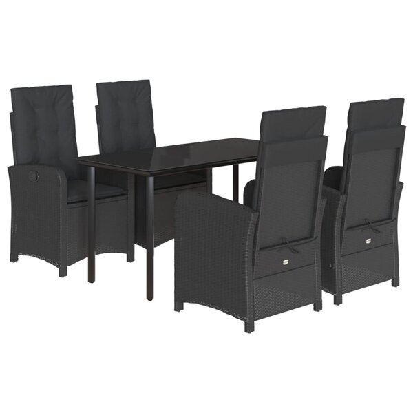 vidaXL Ensemble à manger de jardin coussins 5Pièces Noir Résine tressée