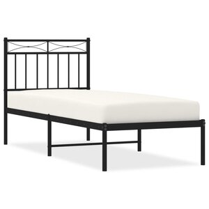 vidaXL Cadre de lit métal sans matelas avec tête de lit noir 75x190 cm