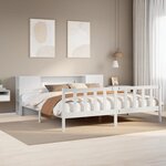vidaXL Lit bibliothèque sans matelas blanc 200x200 cm bois pin massif