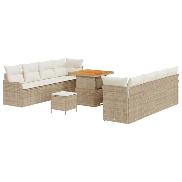 vidaXL Ensemble de canapé de jardin avec coussin 11 Pièces Beige  Crème