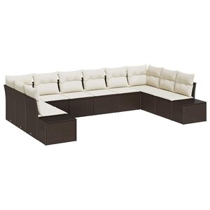 vidaXL Ensemble de canapé de jardin 10 Pièces Marron Poly rotin