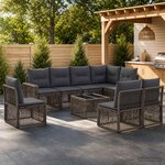 vidaXL Ensemble de canapé de jardin 9 pc Gris et Gris foncé polyrotin