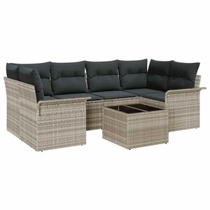 vidaXL Ensemble de canapé de jardin 7 Pièces Gris clair et gris foncé