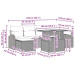 vidaXL Ensemble de canapé de jardin 7 Pièces Noir Poly rotin