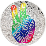 Monnaie PEACE AND LOVE Peace 1 Oz Argent 1000 Francs Benin 2019