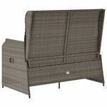 vidaXL Banc inclinable de jardin avec coussins gris résine tressée