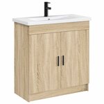 vidaXL Lavabo de salle de bains Noir Mat 81 x 40 x 17 5 cm métal