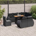 vidaXL Salon de jardin 9 Pièces avec coussins noir résine tressée