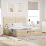 VidaXL Cadre de lit ottoman avec matelas crème 200x200cm tissu
