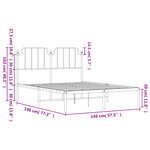vidaXL Cadre de lit métal sans matelas avec tête de lit noir 140x190cm