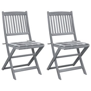 vidaXL Chaises pliables d'extérieur lot de 2 et coussins Bois d'acacia