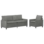 vidaXL Ensemble de Canapés 2 Pièces Gris foncé Velours