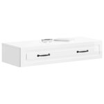 vidaXL Table d'appoint murale Blanc brillant 87 5 x 34 5 x 17 cm
