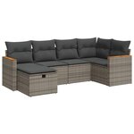 vidaXL Salon de jardin 6 Pièces avec coussins gris résine tressée
