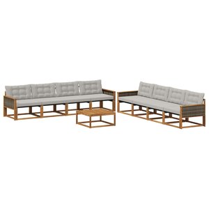 vidaXL Ensemble de canapés d'extérieur 9 Pièces Naturel et gris clair